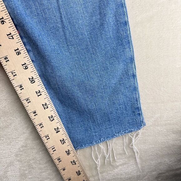 Old Navy Jeans OG Straight High Rise Women’s 14 Light Wash Distressed Stretch - Picture 8 of 10